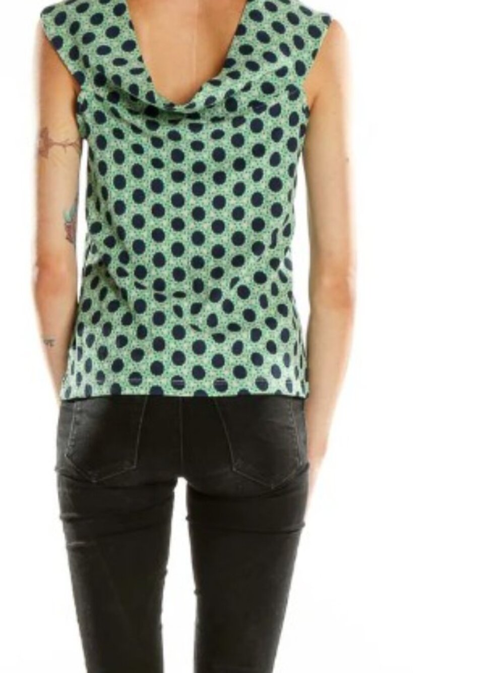 Maeve by Anthropologie Polka Dot Sleeveless Blouse Green Blue Size XL - Picture 5 of 10